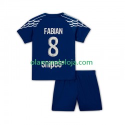 Camisola Paris Saint-Germain Fabian 8 Criança Equipamento Quarto 2024-2025 Manga Curta
